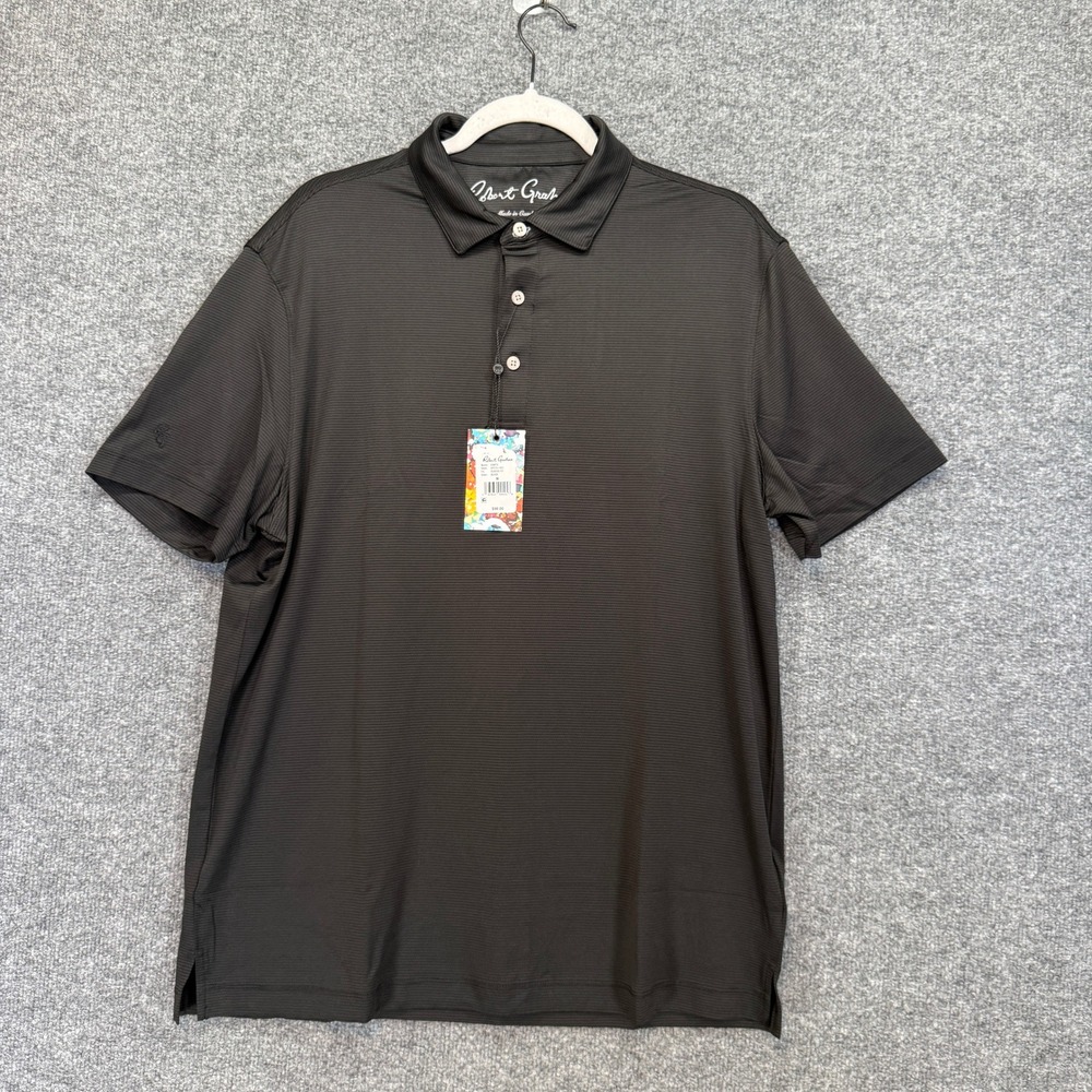 Robert Graham Polo Shirt Mens Medium‎ Black Canto Classic Fit Performance NEW